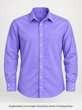 Croft & Barrow Purple Broadcloth Dress Shirt 17.5 34/35 Classic Fit